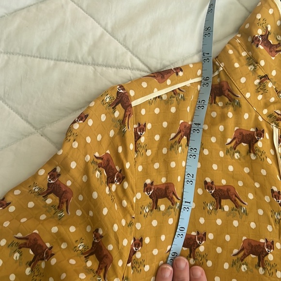 Anthropologie Forest Friends Fox Print Polka dots Mini Dress size US 4 with belt - Picture 15 of 16